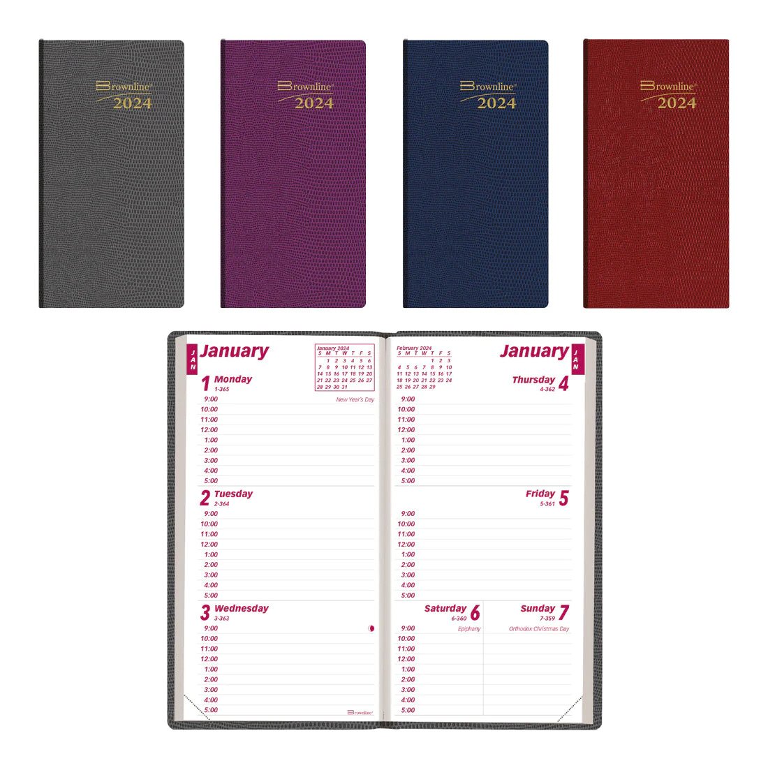 Brownline Weekly Pocket Planner 2024, English, Assorted Colours